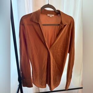 Vince mustard silk women’s button up